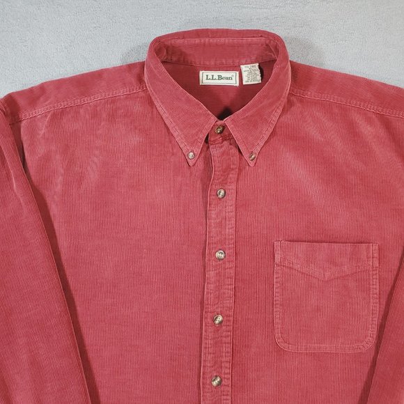 LL Bean Corduroy Shirt Mens XL Tall Red Button Down Long Sleeve Classic Comfort - Picture 4 of 12